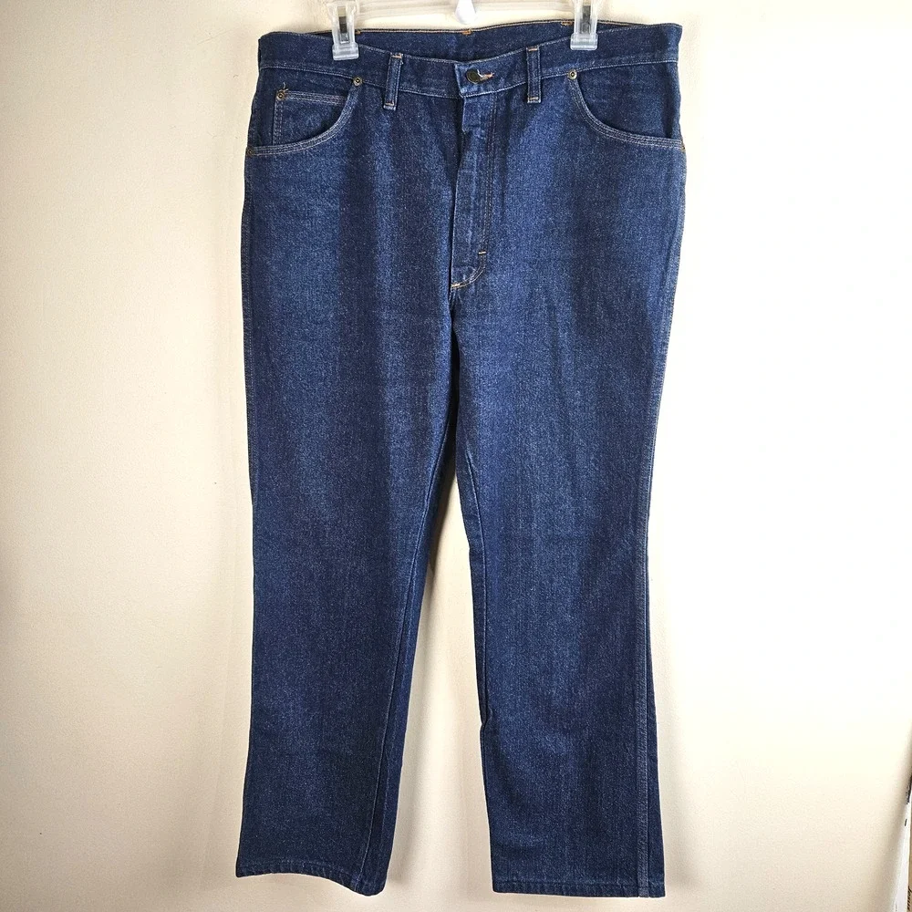 Vtg 80s Men's Wrangler Denim 38X30 Jeans Style 84418KB Dark Denim USA Western